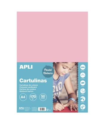 Apli Cartulina Rosa A4 170g...