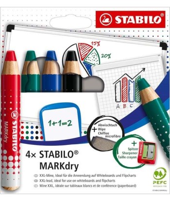 Stabilo MARKdry Pack de 4...